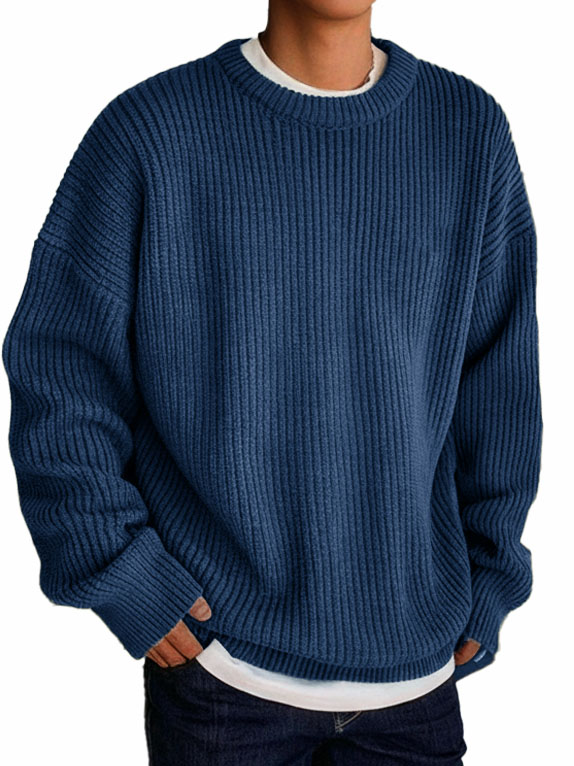 Men's Fashionable Casual Loose Round Collar Long-sleeve Sweater