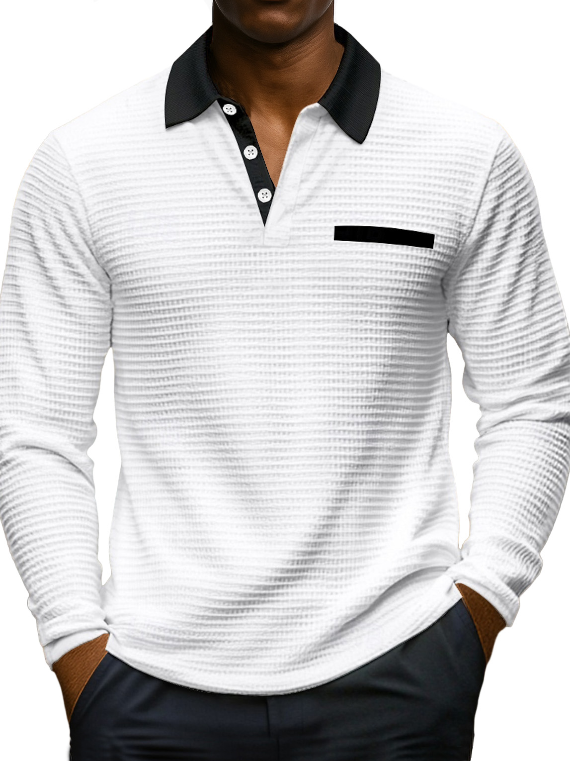 Waffle Color-block Polo Shirt
