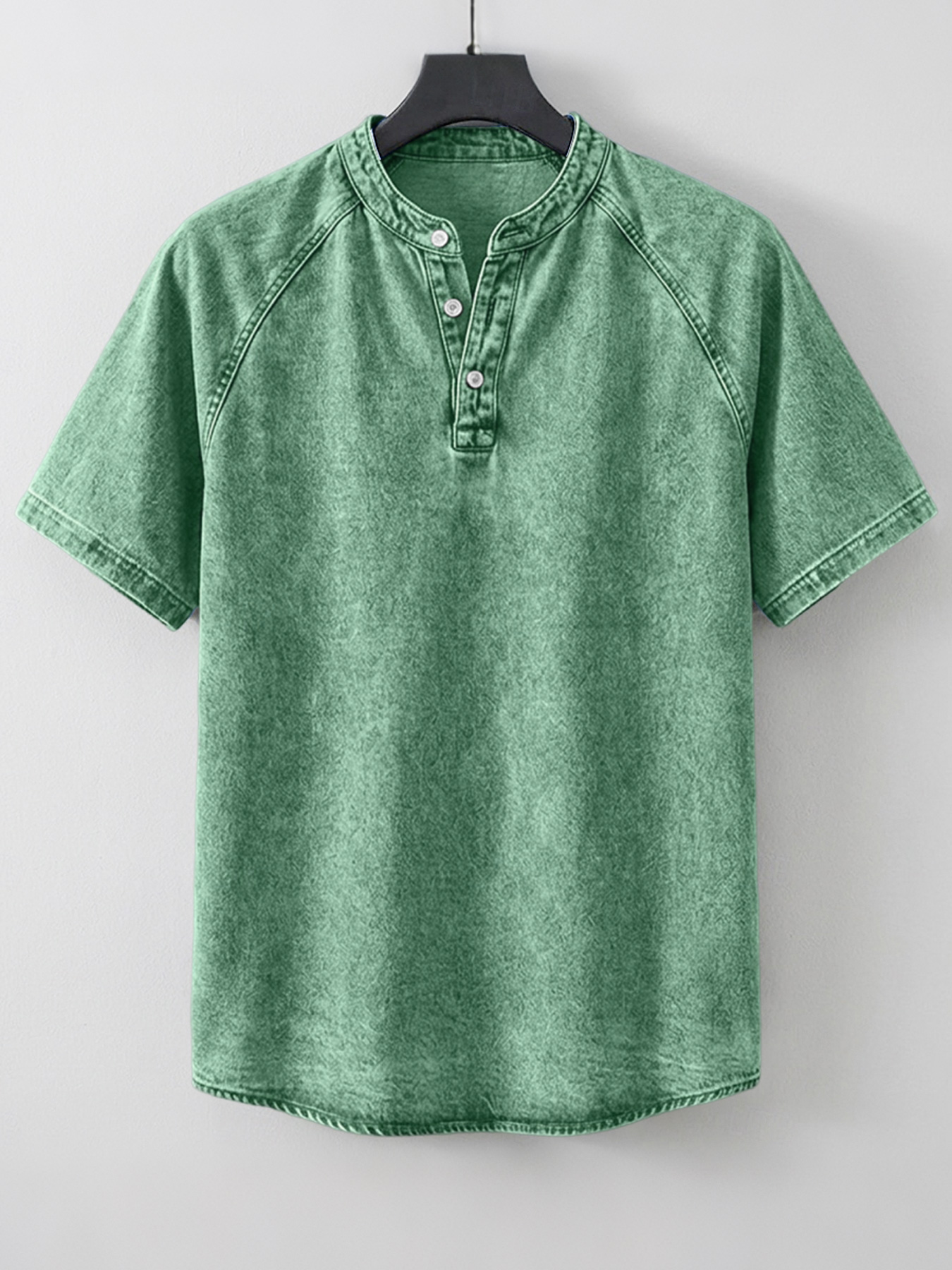 Men's Retro Raglan Casual Short-Sleeve Henley Shirt