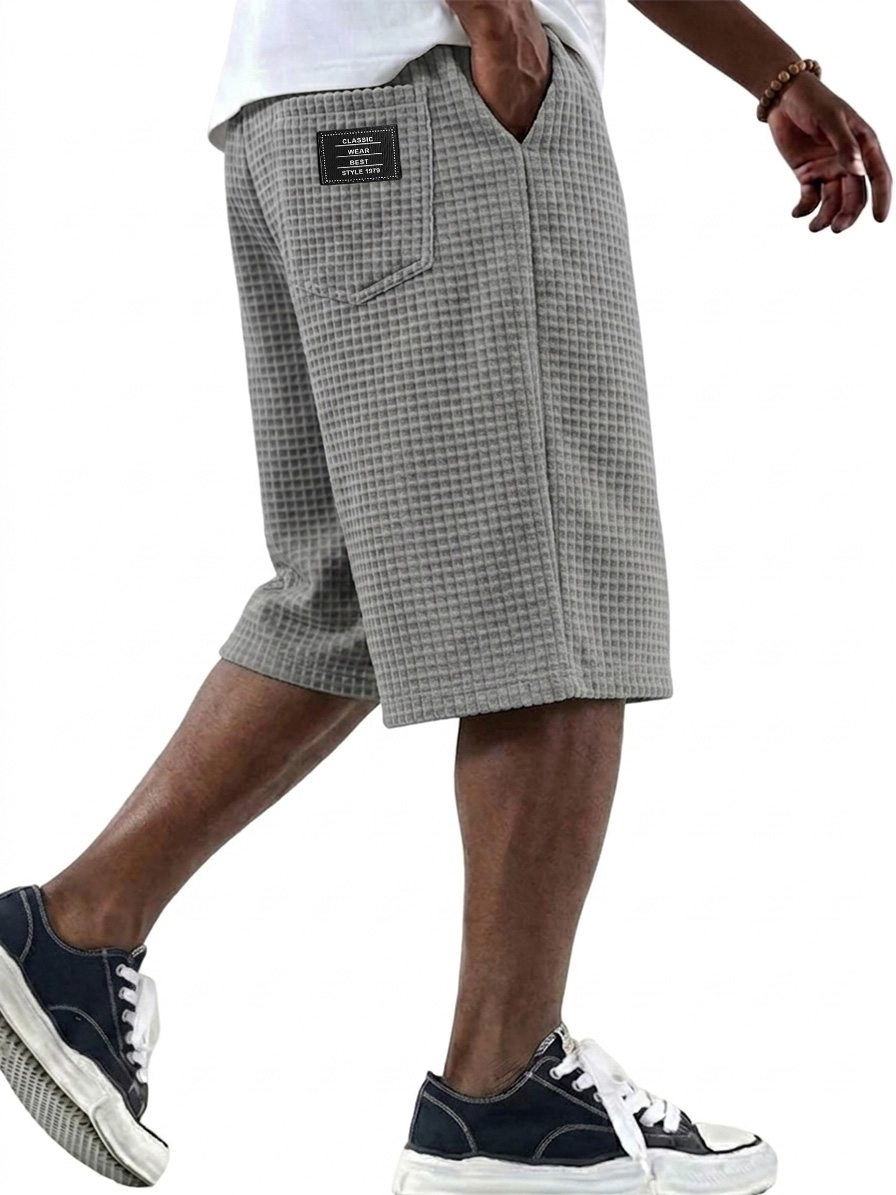 Men's Fashionable Waffle Fabric Casual Comfort Pocket Shorts