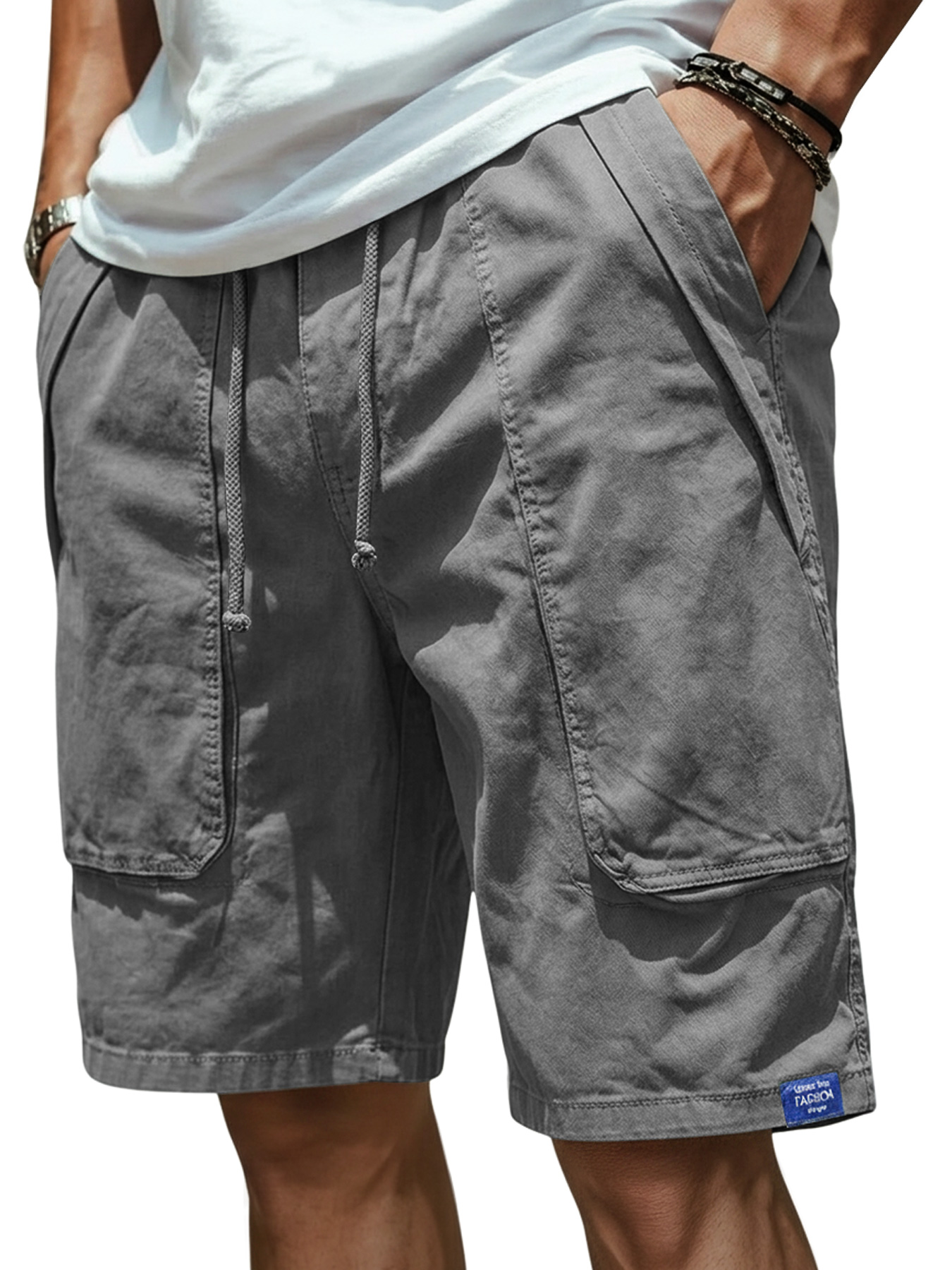 Men's Cotton Patch Pocket Casual Loose Cargo Shorts