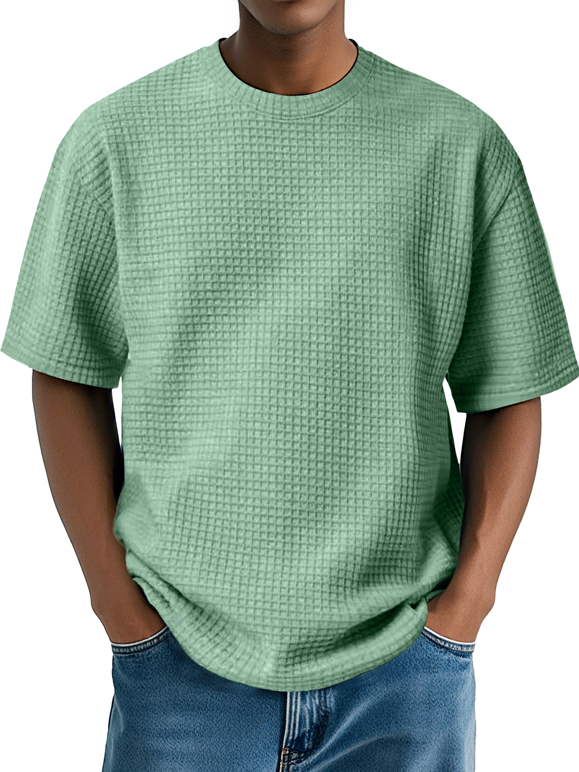 Men's Daily Round Neck Waffle Casual Comfort Short Sleeve T-Shirt