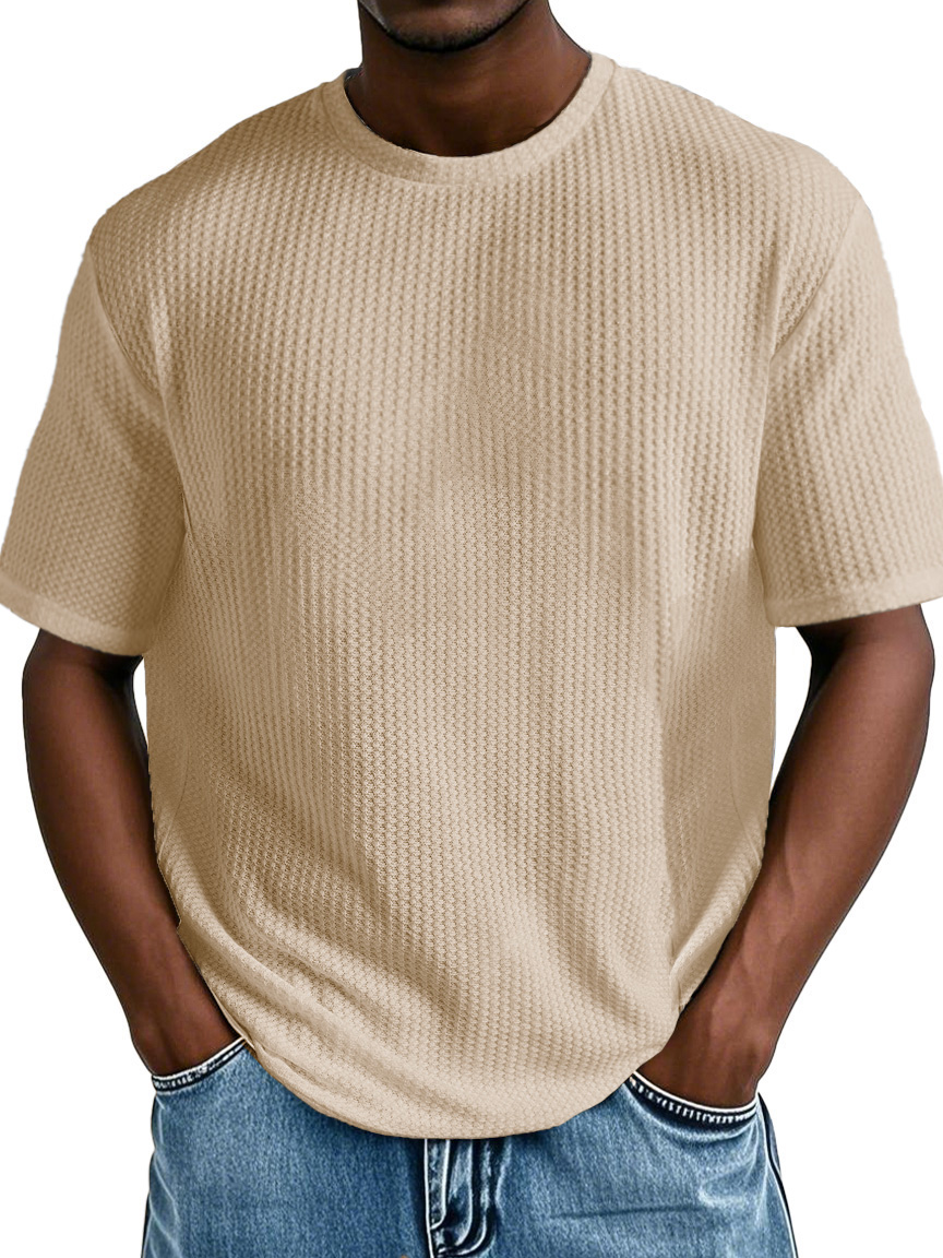 Men's Fashion Casual Short-sleeved Jacquard Fabric T-shirt