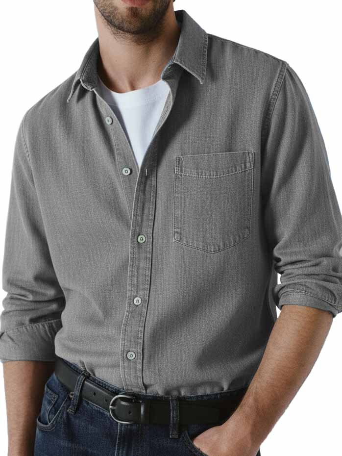 Men's Stylish Vintage Distressed Cotton Lapel Pocket Shirt