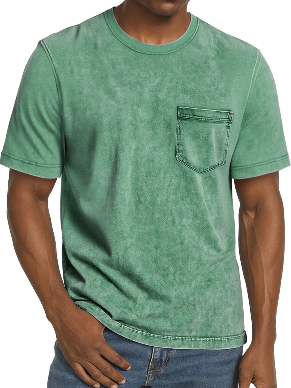 Men's Retro Casual Round Neck Pocket Comfortable Short Sleeve T-Shirt