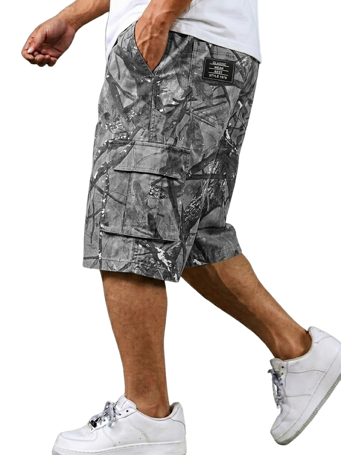 Men's Camouflage Branch Multi-pocket Casual Work Shorts