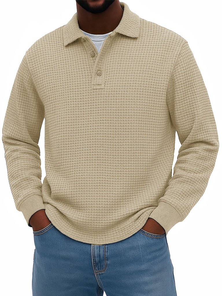 Men's Stylish Casual Corduroy Lapel Long-sleeved Polo Shirt