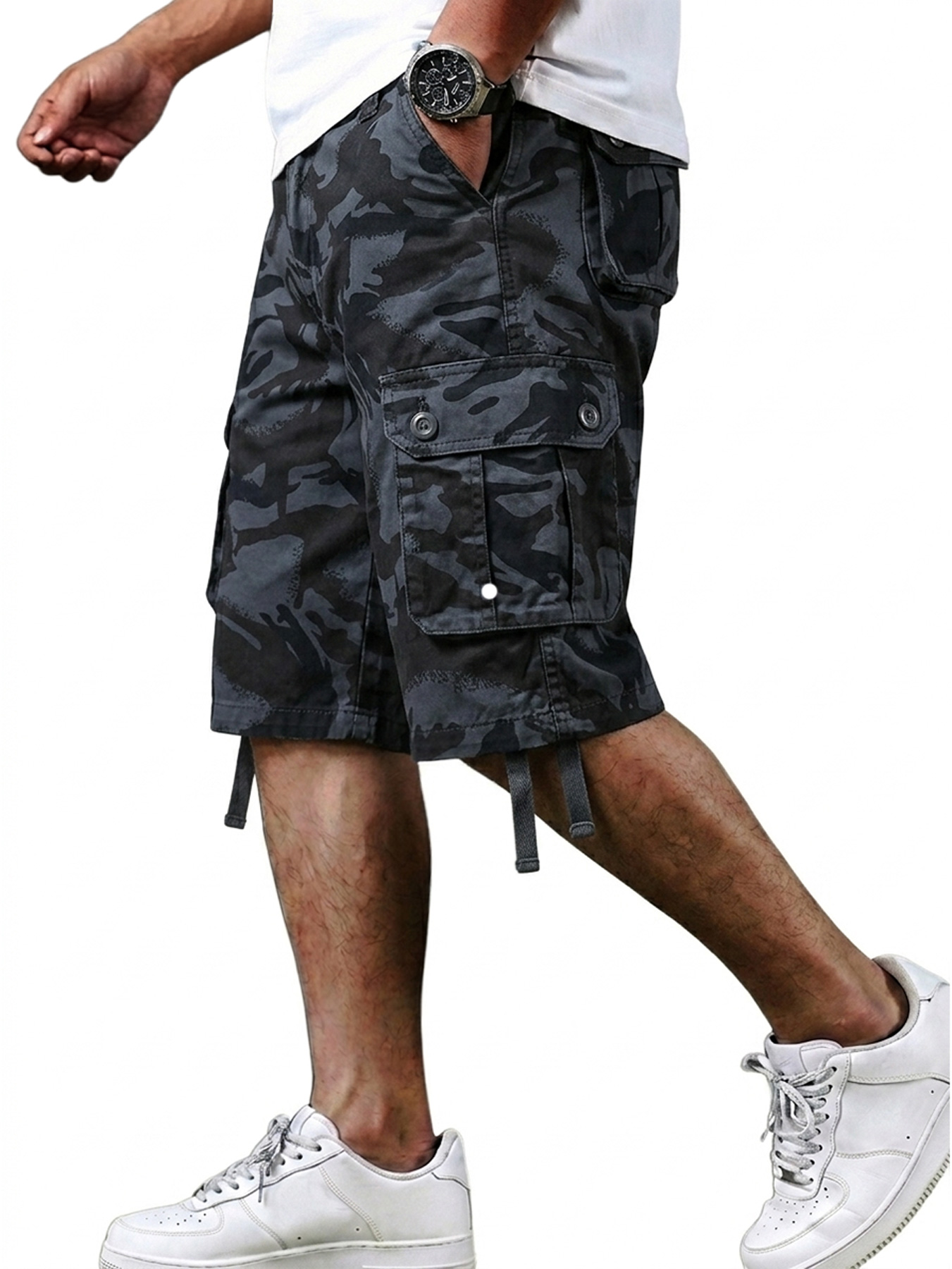Men's Pure Cotton Camouflage Multi-pocket Casual Work Shorts