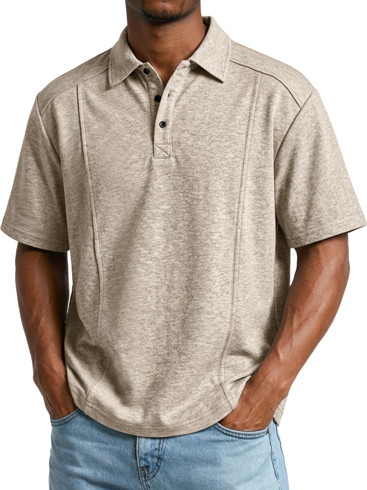 Men's Casual Deconstructed Lapel Short-Sleeve Button-Up Polo Shirt