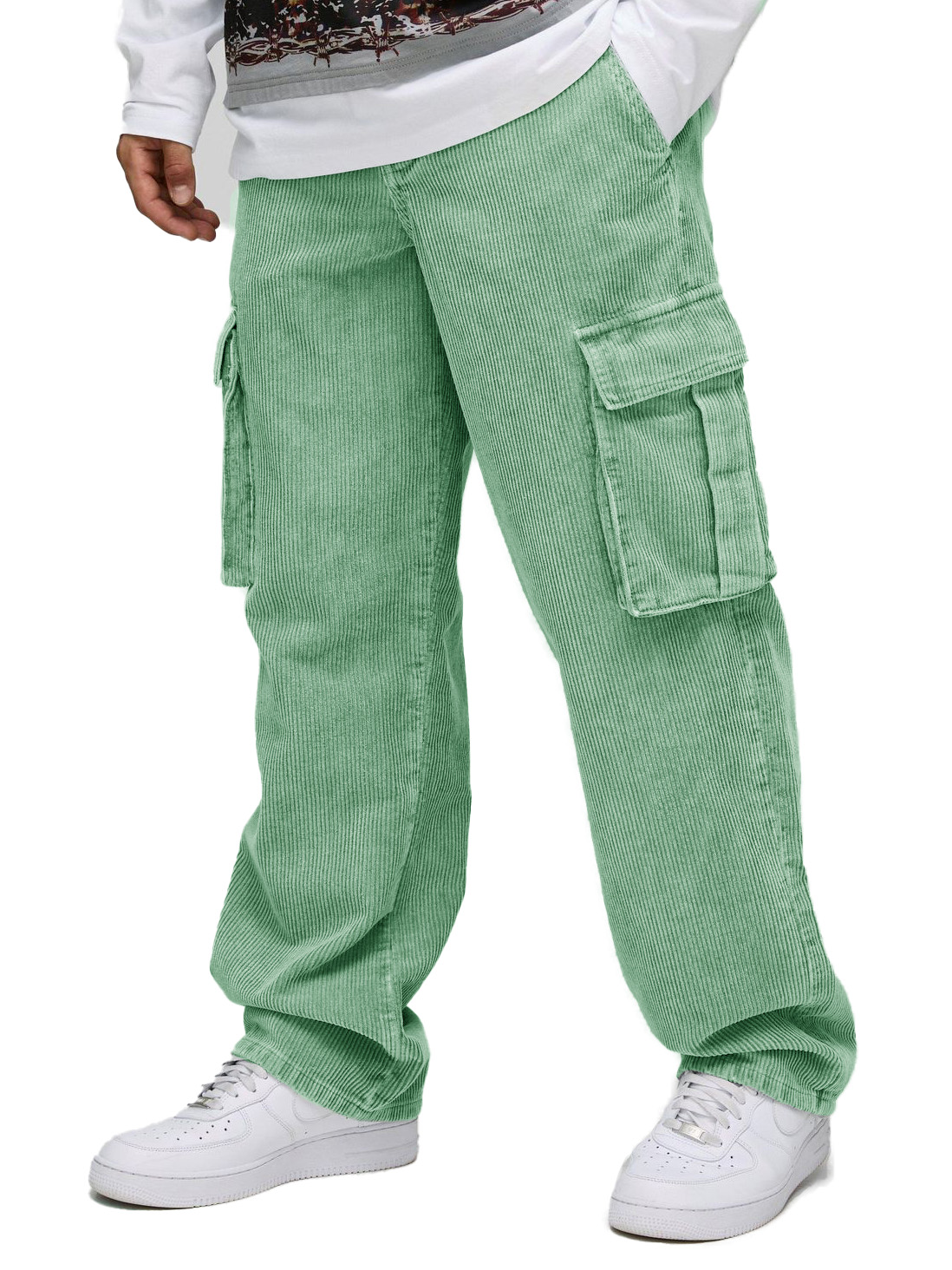 Men's Stylish Retro Corduroy Cargo Pocket Loose Elastic Waist Trousers