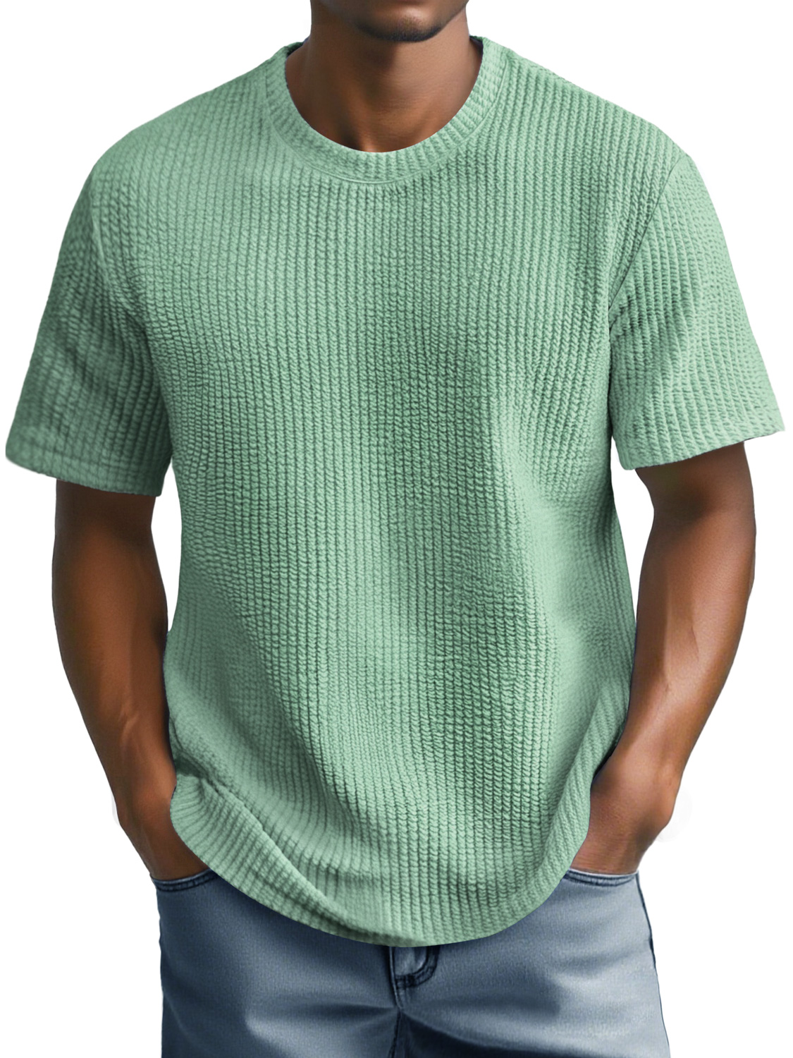 Men's Daily Round Neck Casual Texture Short-sleeved T-shirt