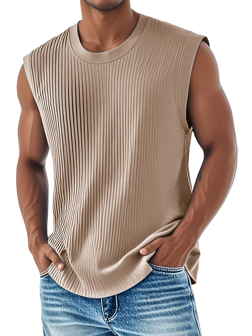 Men's Fashion Casual Comfortable Ribbed Fabric Sleeveless T-shirt