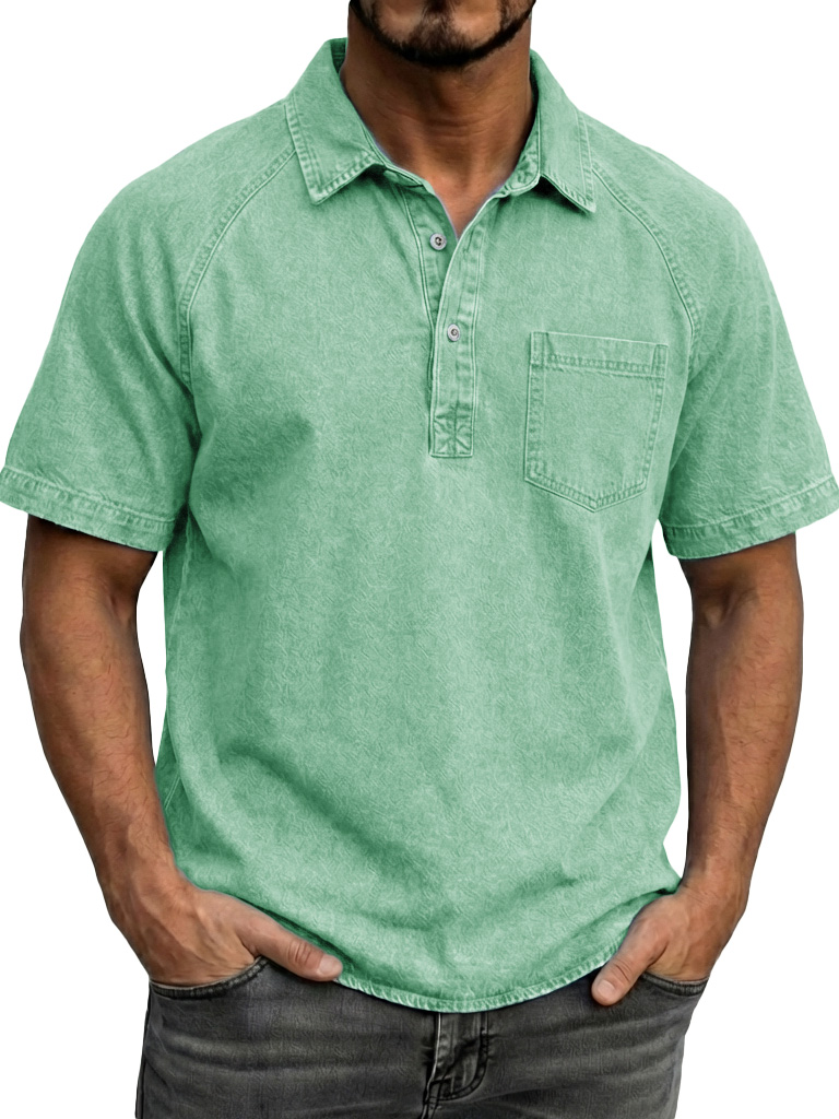 Men's Fashionable Retro Distressed Lapel Short-sleeved Polo Shirt