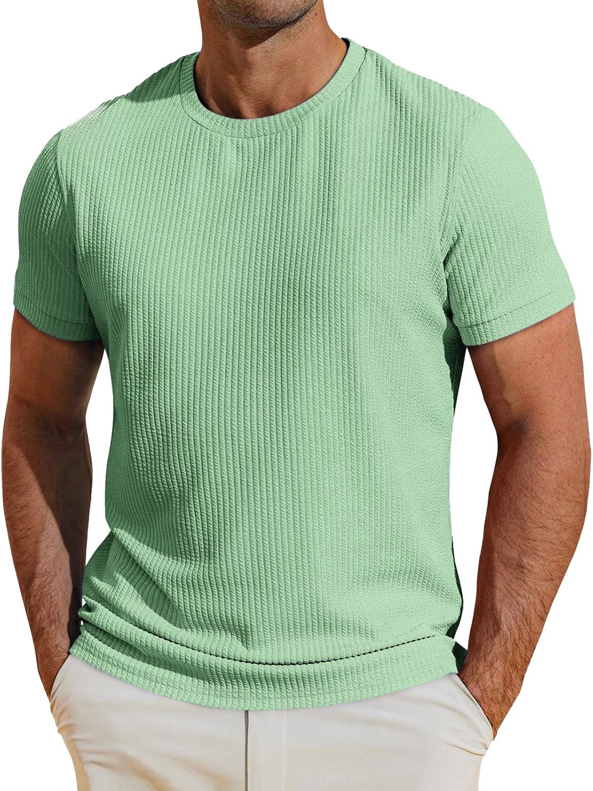 Men's Daily Round Neck Casual Solid Color Short-sleeved T-shirt