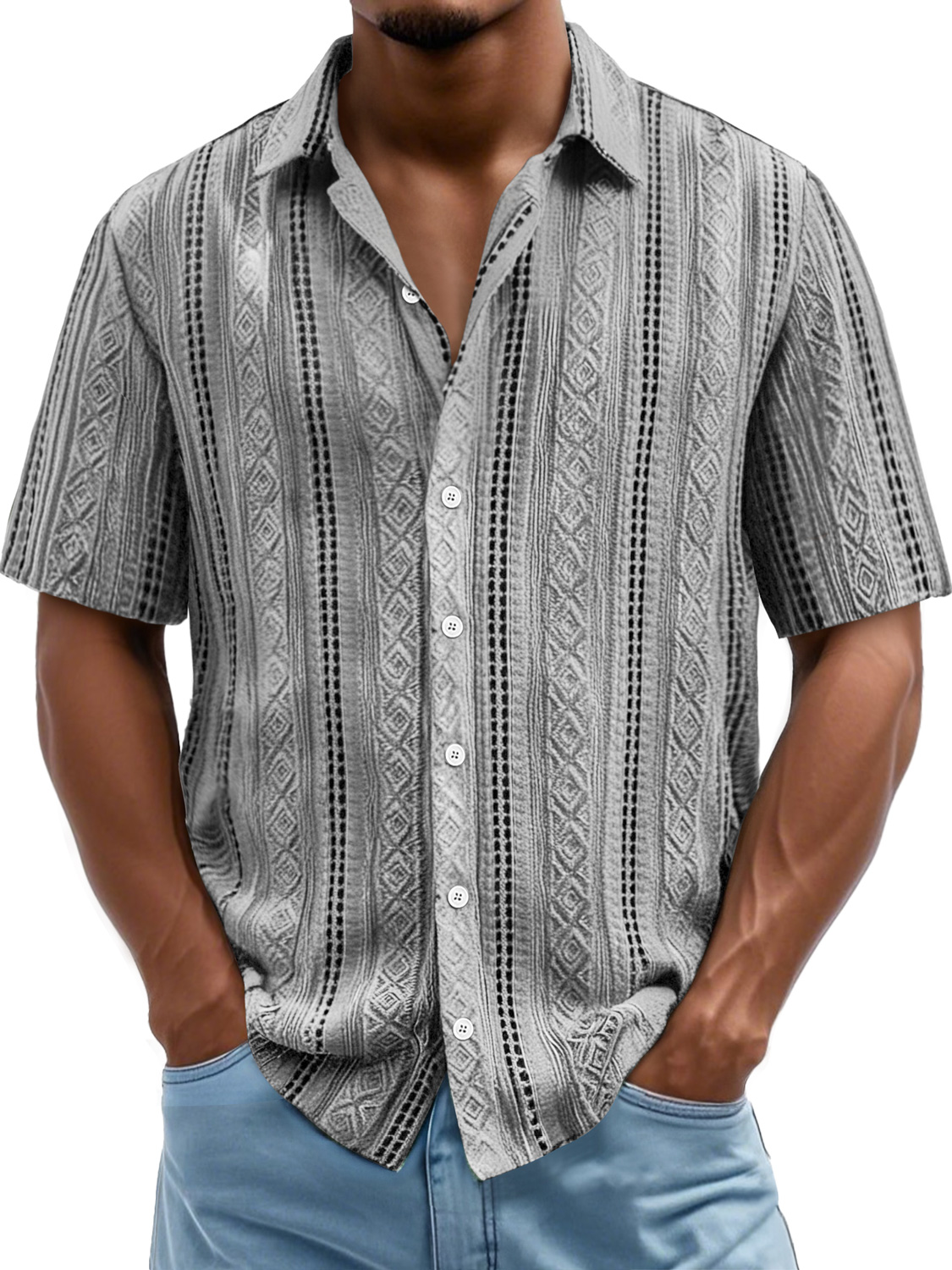 Men's Daily Simple Texture Casual Short-sleeved Shirt