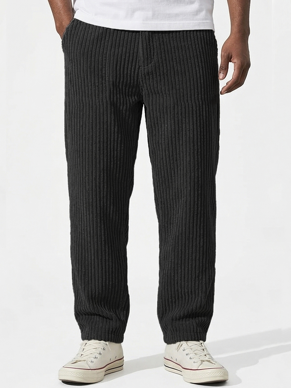 Men's Retro Casual Corduroy Trousers with Embroidered Label