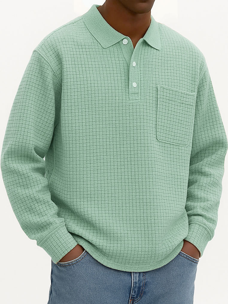 Men's Fashionable Casual Corn-patterned Corduroy Lapel Pocket Polo Shirt