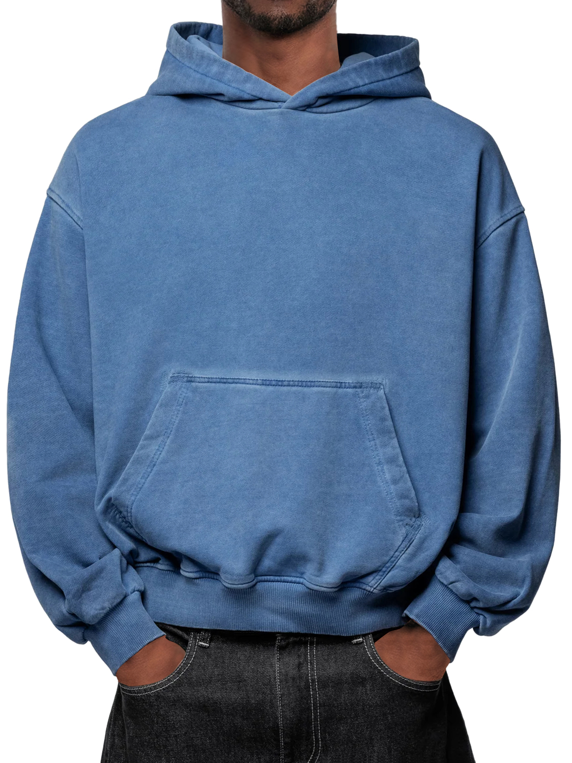 Men's Washed Distressed Vintage Hooded Sweatshirt