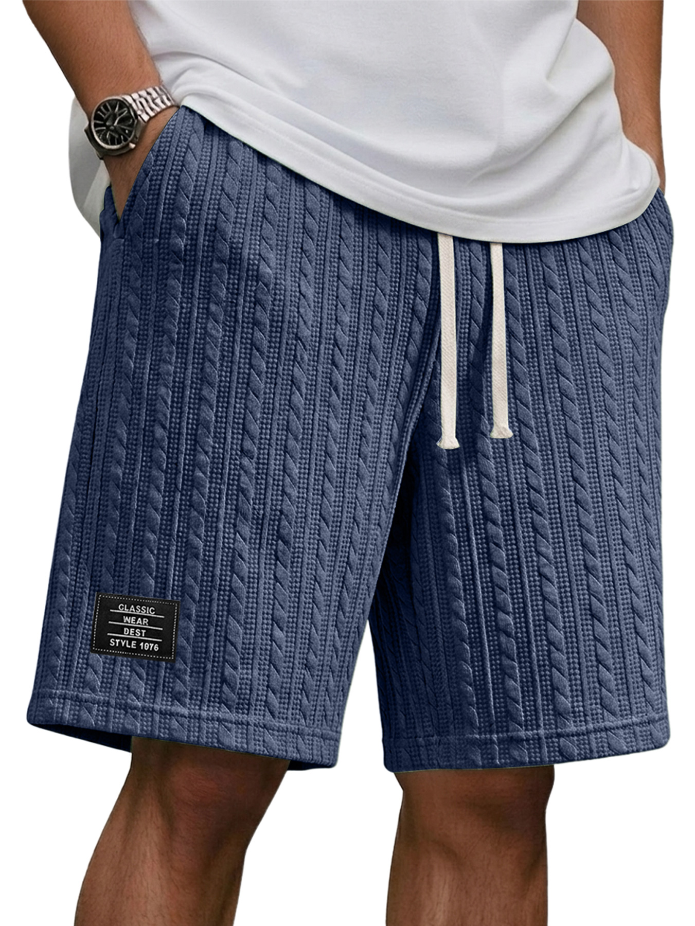 Men's Relaxed-fit Shorts With Jacquard Texture And Embroidered Logo