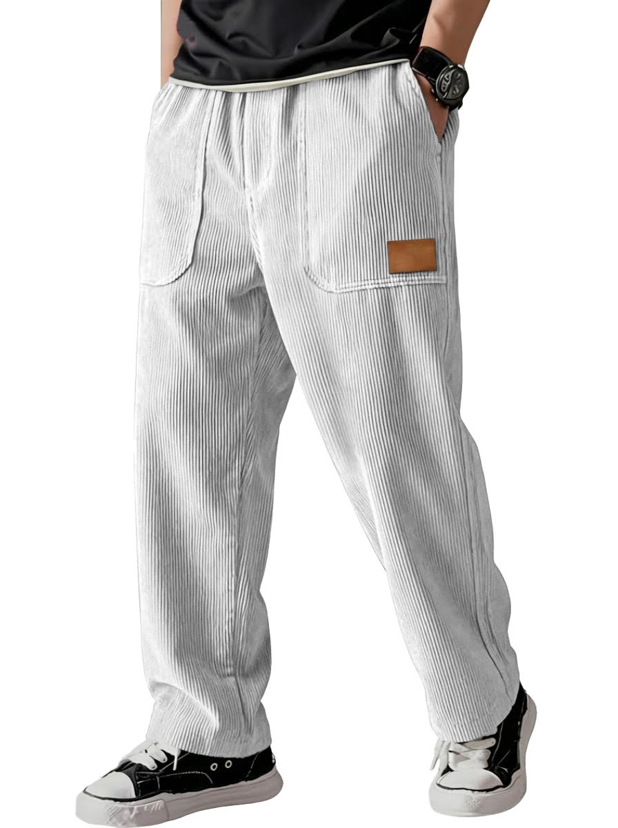 Simple Casual All-match Corduroy Patch Bag Wide-leg Trousers