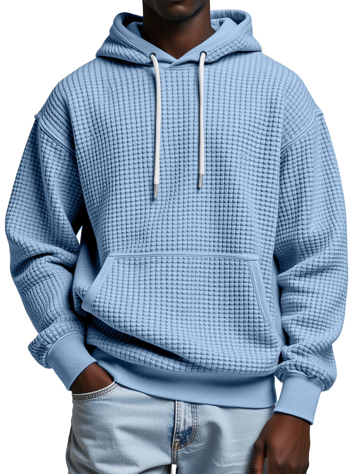 Autumn And Winter Solid Color Comfortable Small Square Texture Casual Hooded Sweatshirt