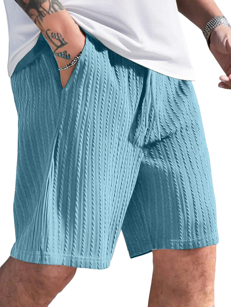 Men's Casual Solid Color Jacquard Loose And Comfortable Shorts
