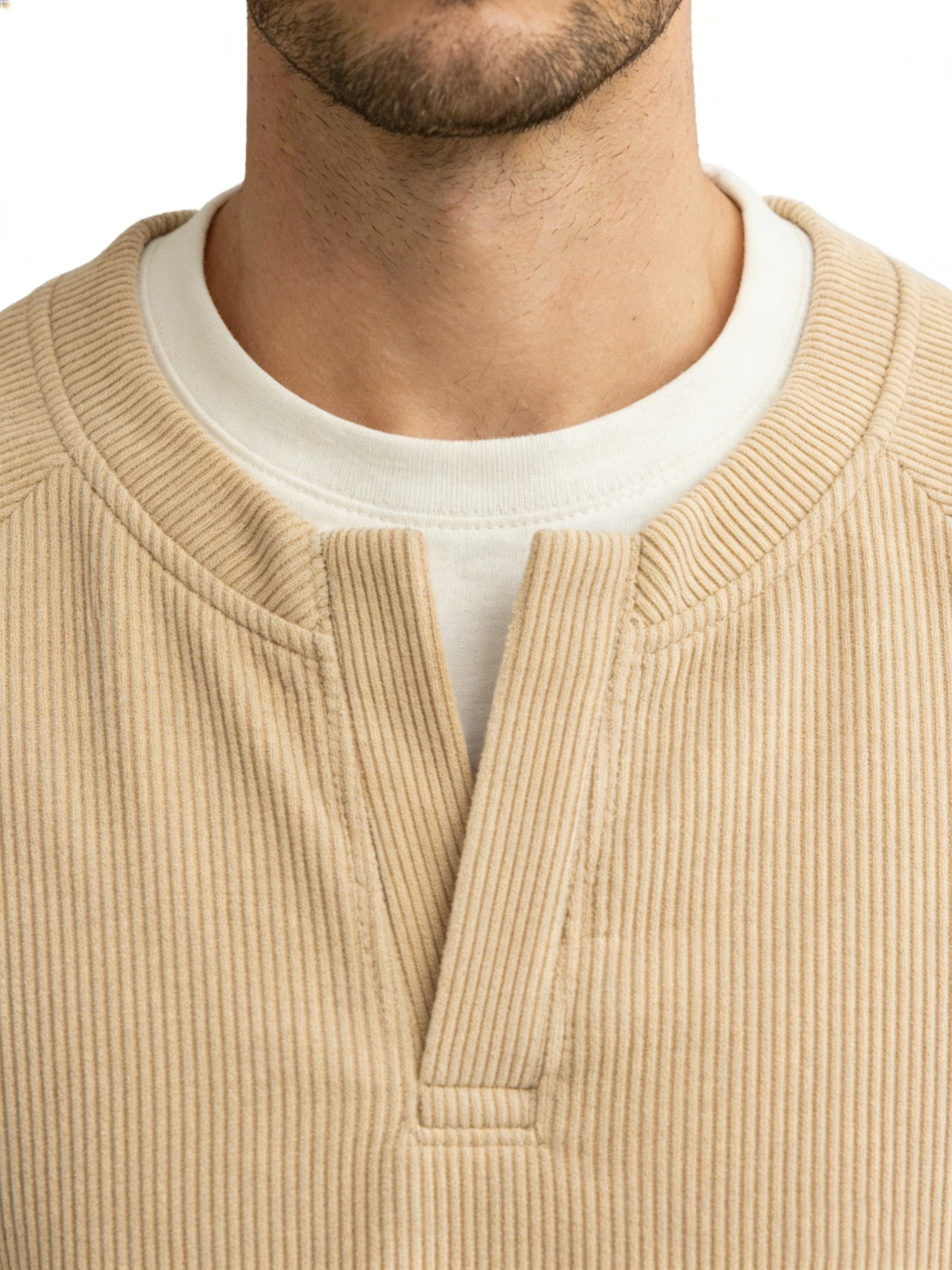 Men's Solid Color Fake Two-piece Vertical Pit V-neck Short-sleeved T-shirt