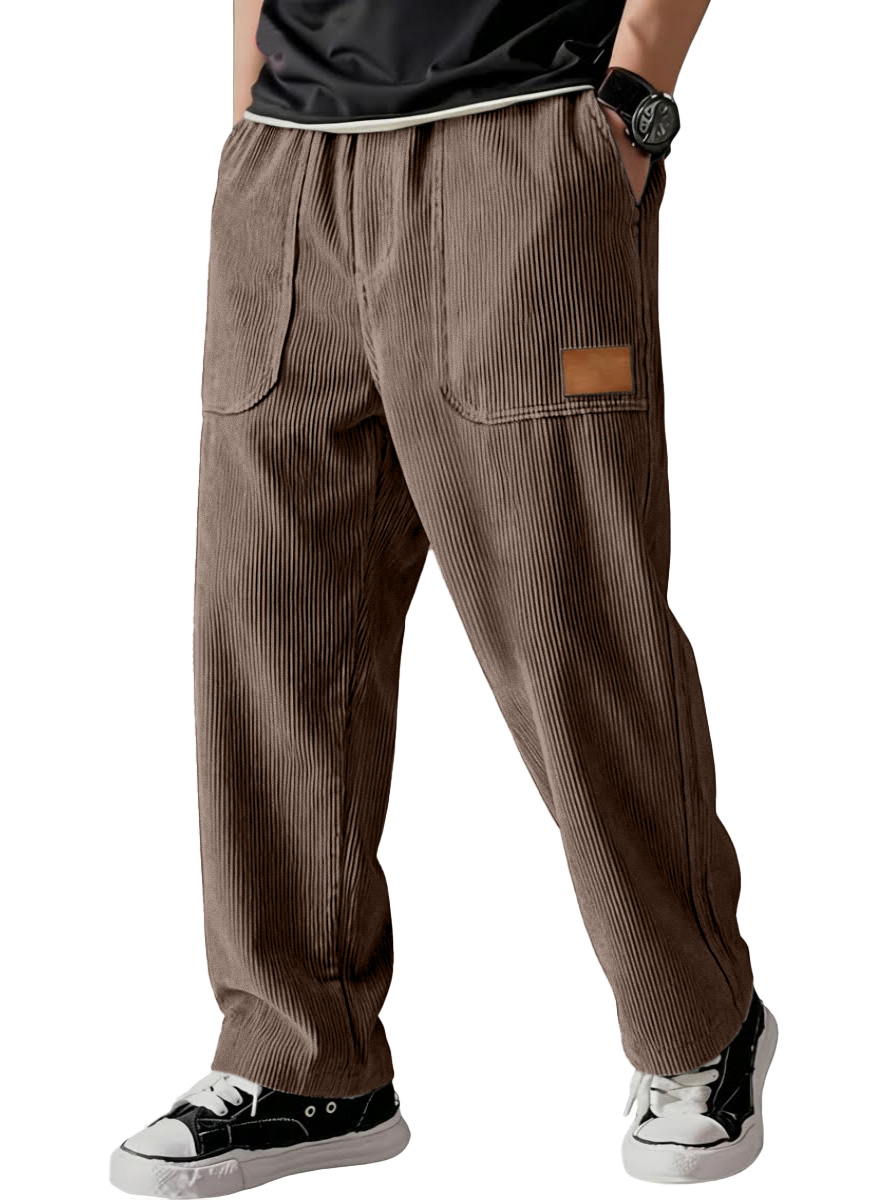 Simple Casual All-match Corduroy Patch Bag Wide-leg Trousers