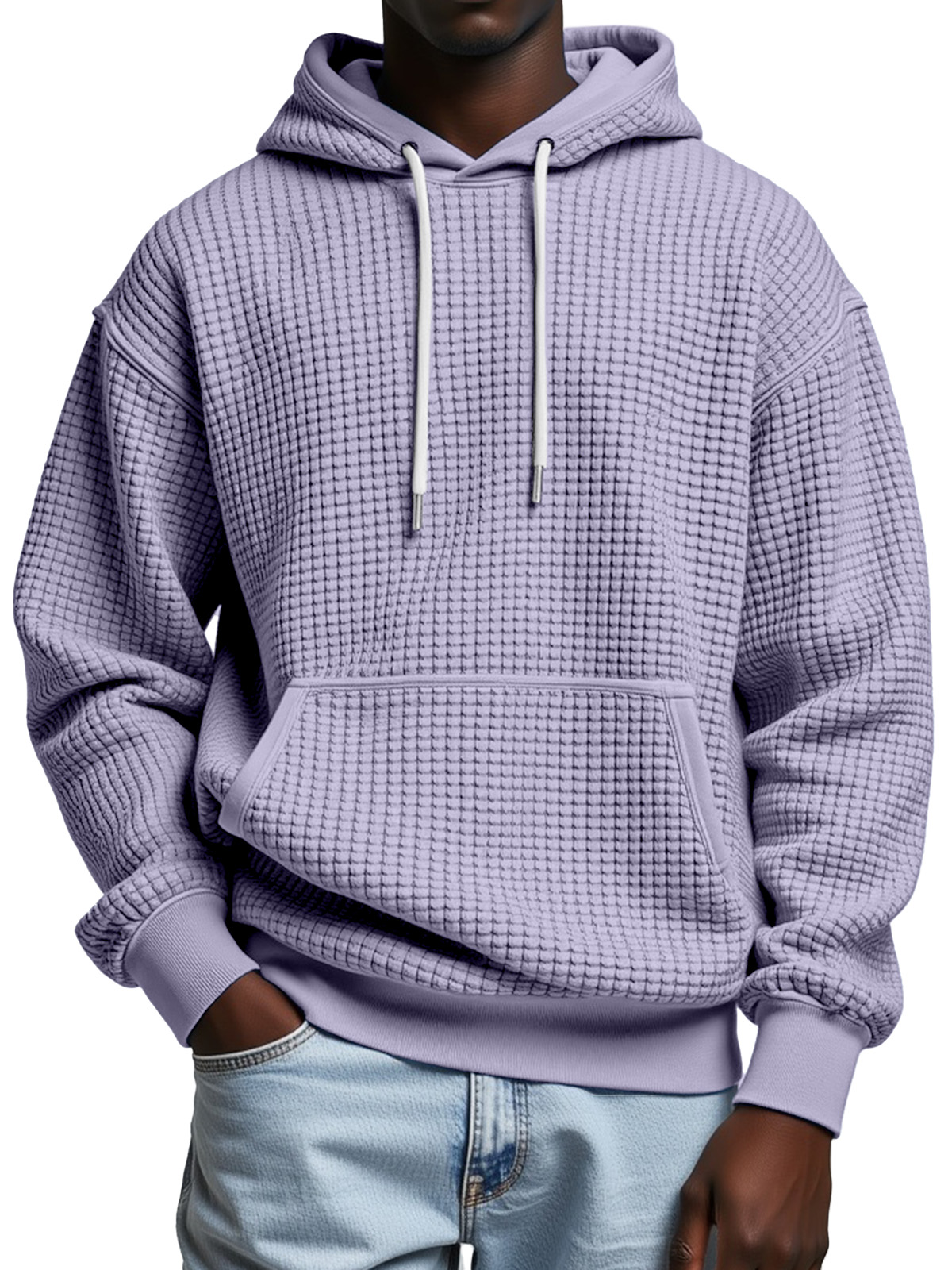 Autumn And Winter Solid Color Comfortable Small Square Texture Casual Hooded Sweatshirt