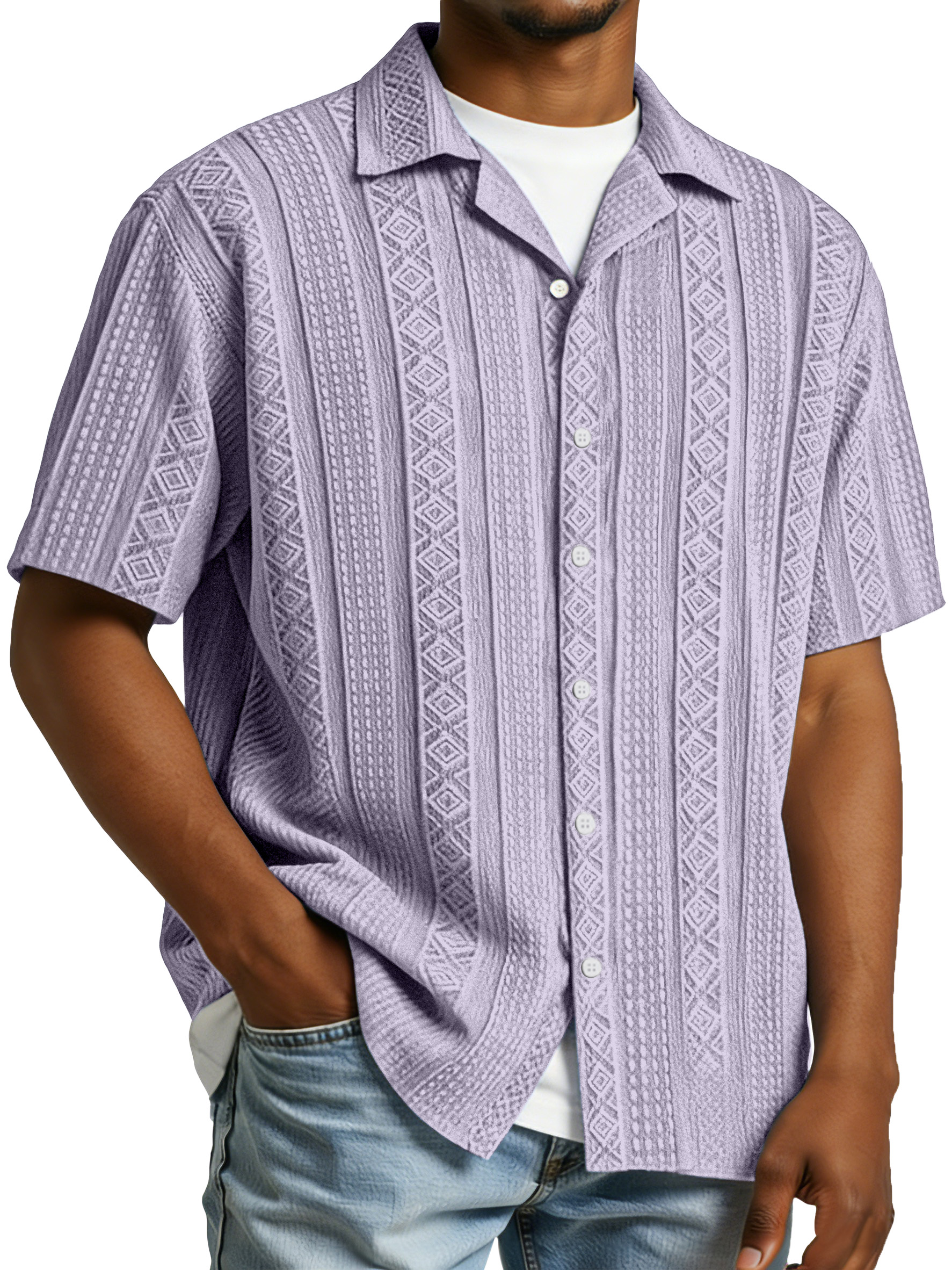 Men's Simple And Comfortable Textured Solid Color Short-sleeved Polo Shirt
