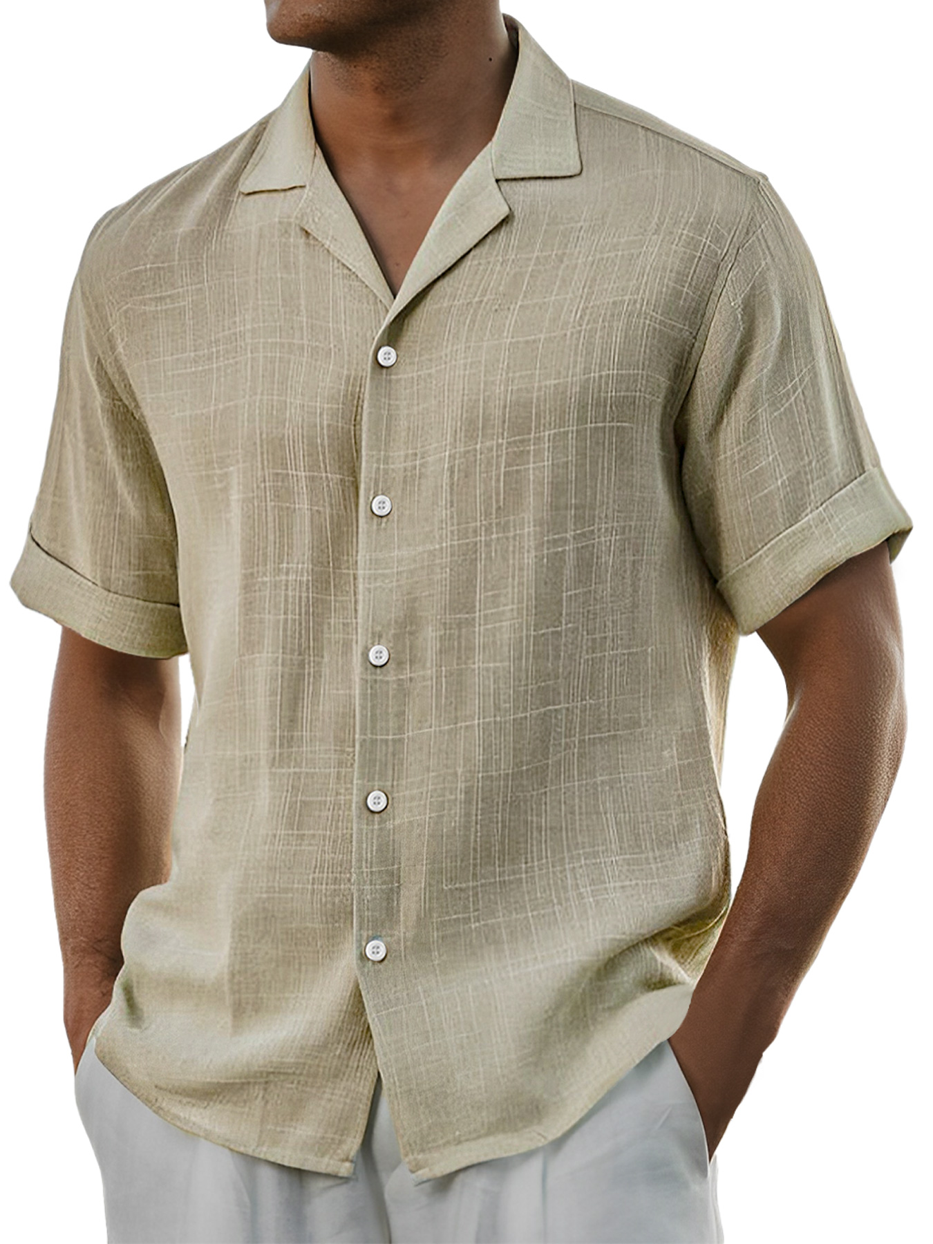 Men's Daily Cotton And Linen Comfortable Casual Short-sleeved Shirt