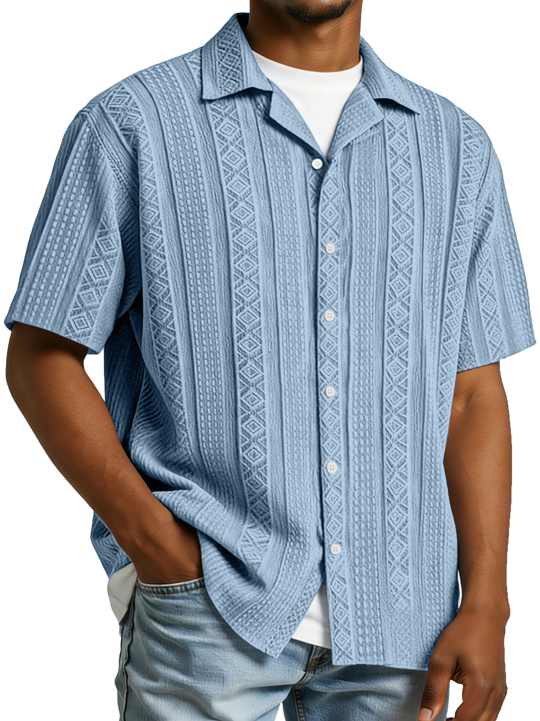 Men's Simple And Comfortable Textured Solid Color Short-sleeved Polo Shirt