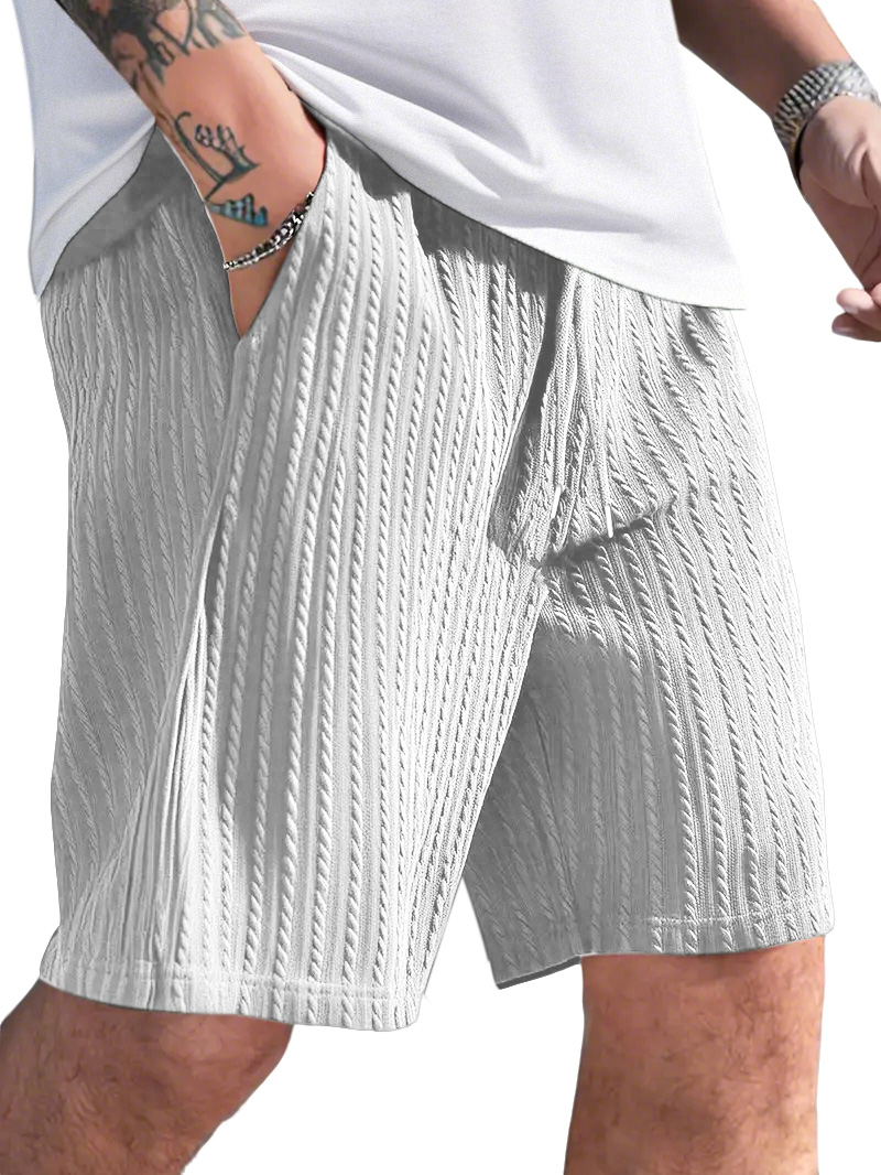 Men's Casual Solid Color Jacquard Loose And Comfortable Shorts