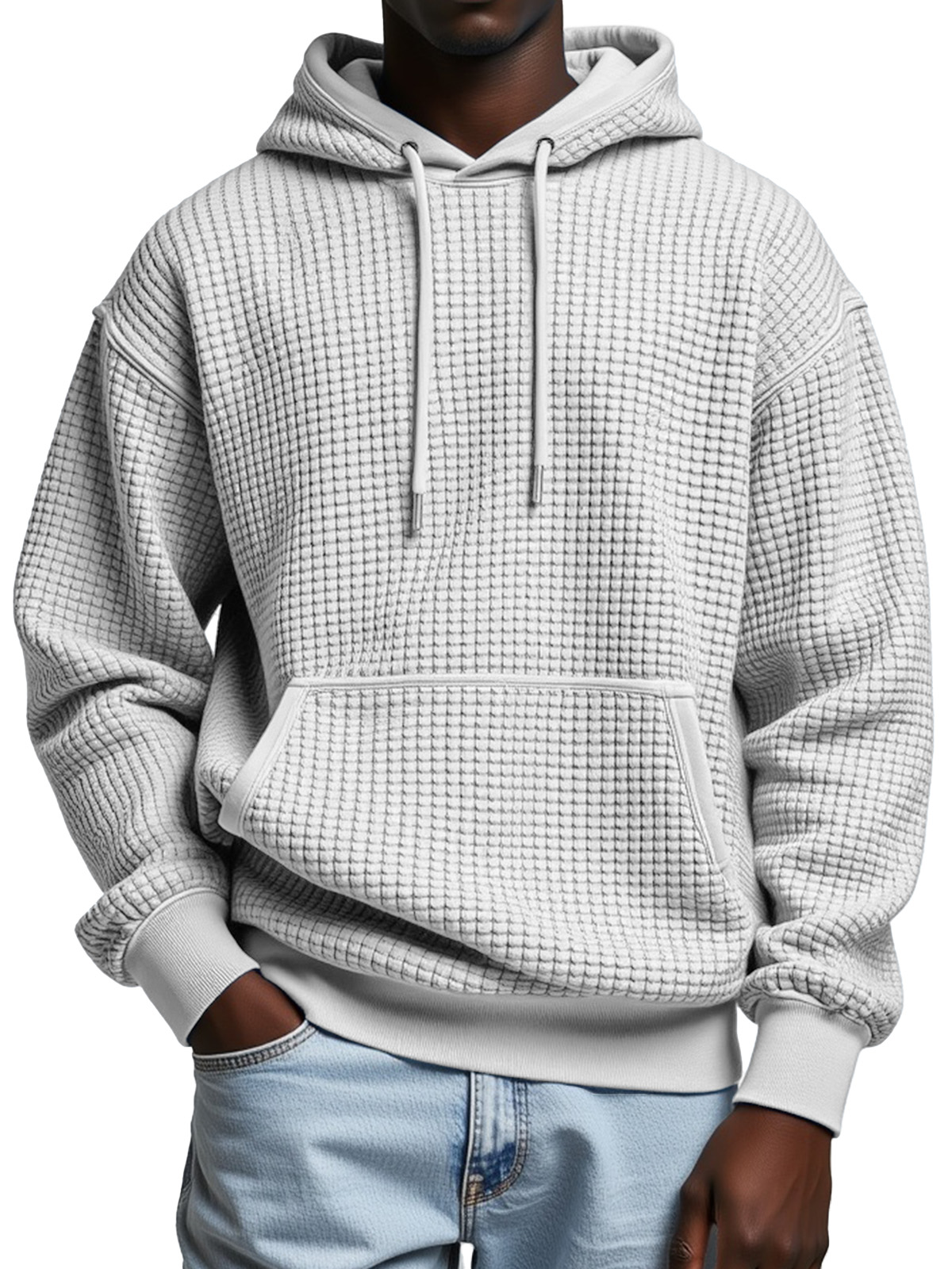 Autumn And Winter Solid Color Comfortable Small Square Texture Casual Hooded Sweatshirt