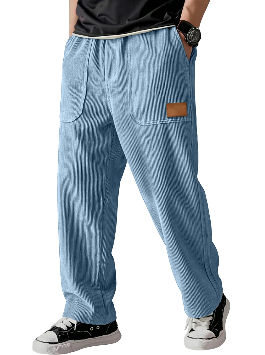 Simple Casual All-match Corduroy Patch Bag Wide-leg Trousers