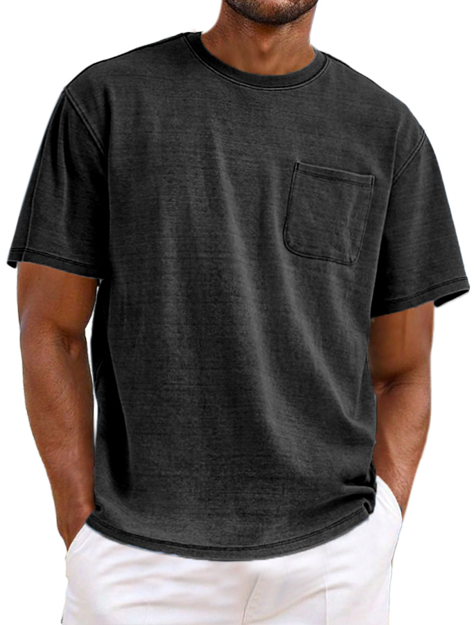 Men's Simple Casual Retro Pocket Short Sleeve T-shirt