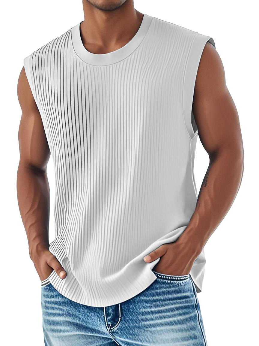 Men's Fashion Casual Comfortable Ribbed Fabric Sleeveless T-shirt
