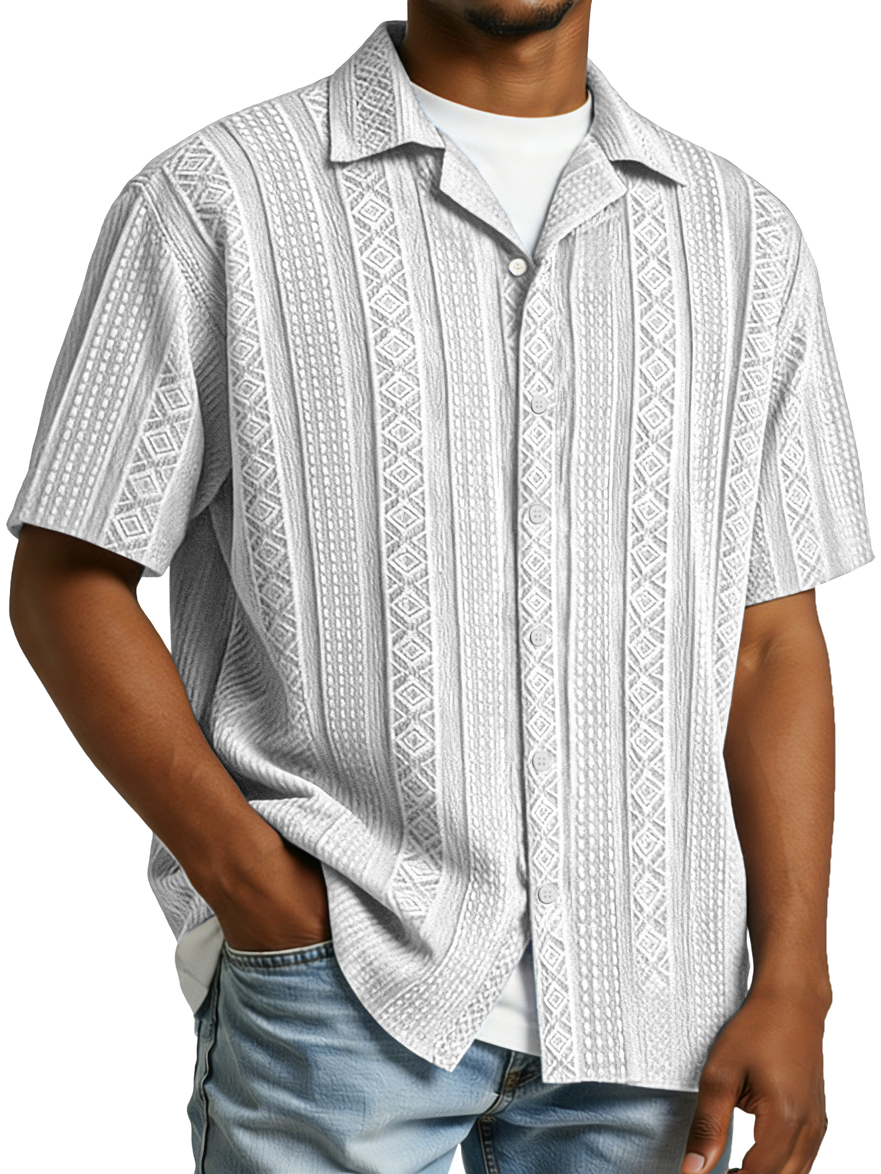 Men's Simple And Comfortable Textured Solid Color Short-sleeved Polo Shirt