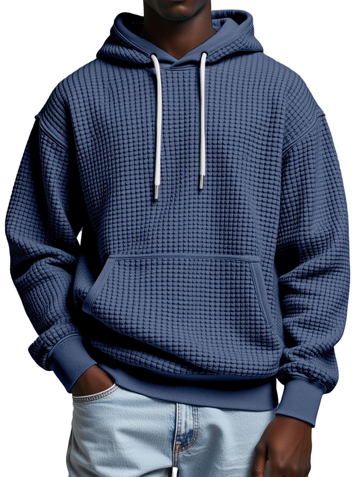 Autumn And Winter Solid Color Comfortable Small Square Texture Casual Hooded Sweatshirt