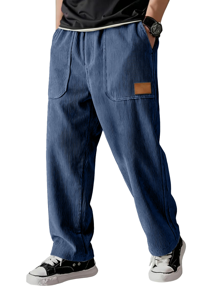 Simple Casual All-match Corduroy Patch Bag Wide-leg Trousers