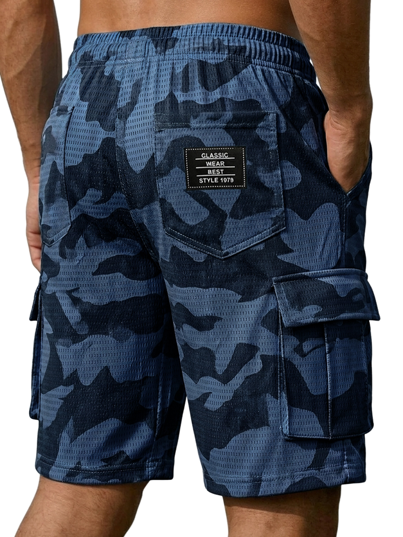 Men's Basic Mesh Camouflage Multi-pocket Casual Cargo Shorts