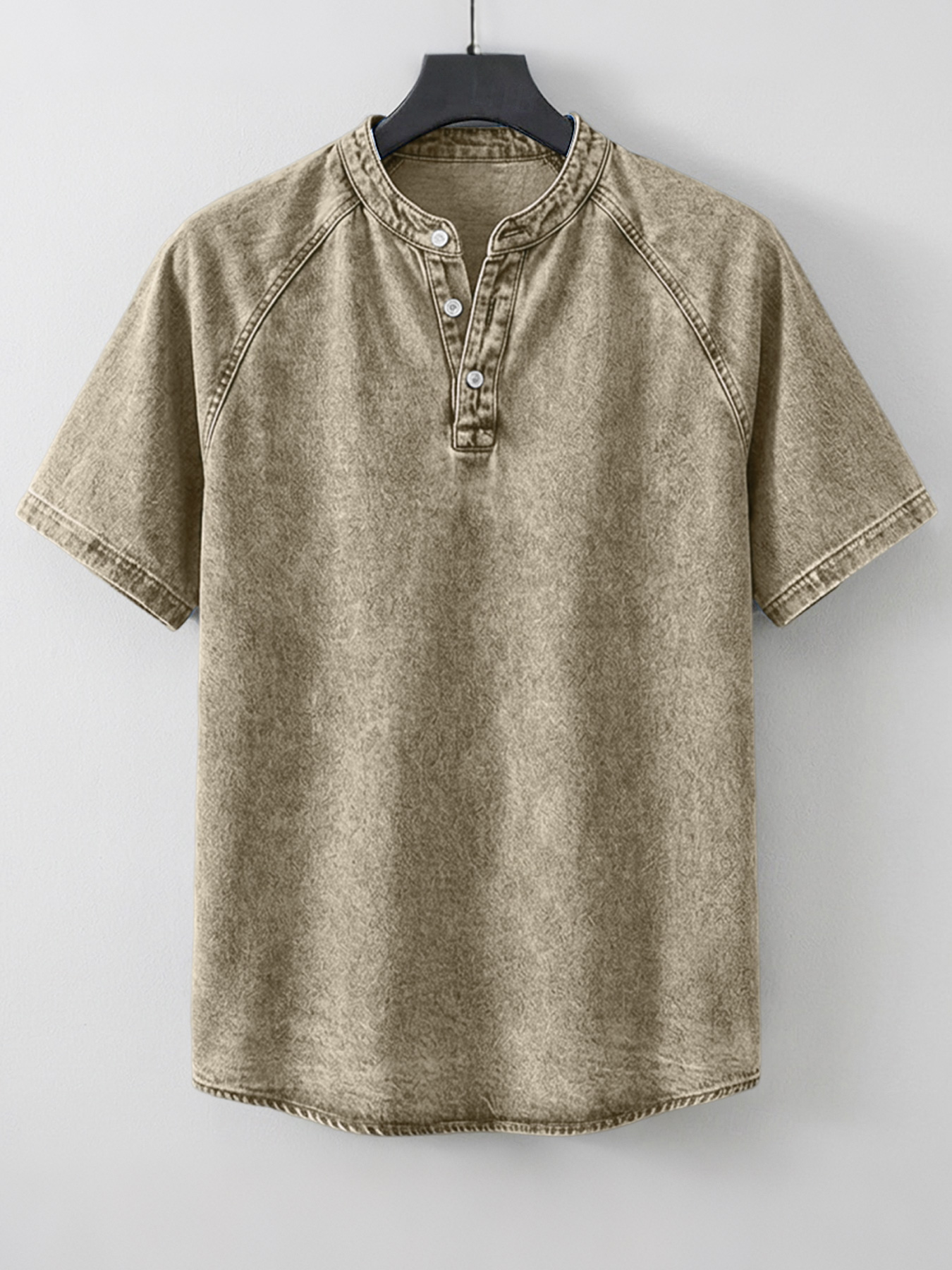 Men's Retro Raglan Casual Short-Sleeve Henley Shirt