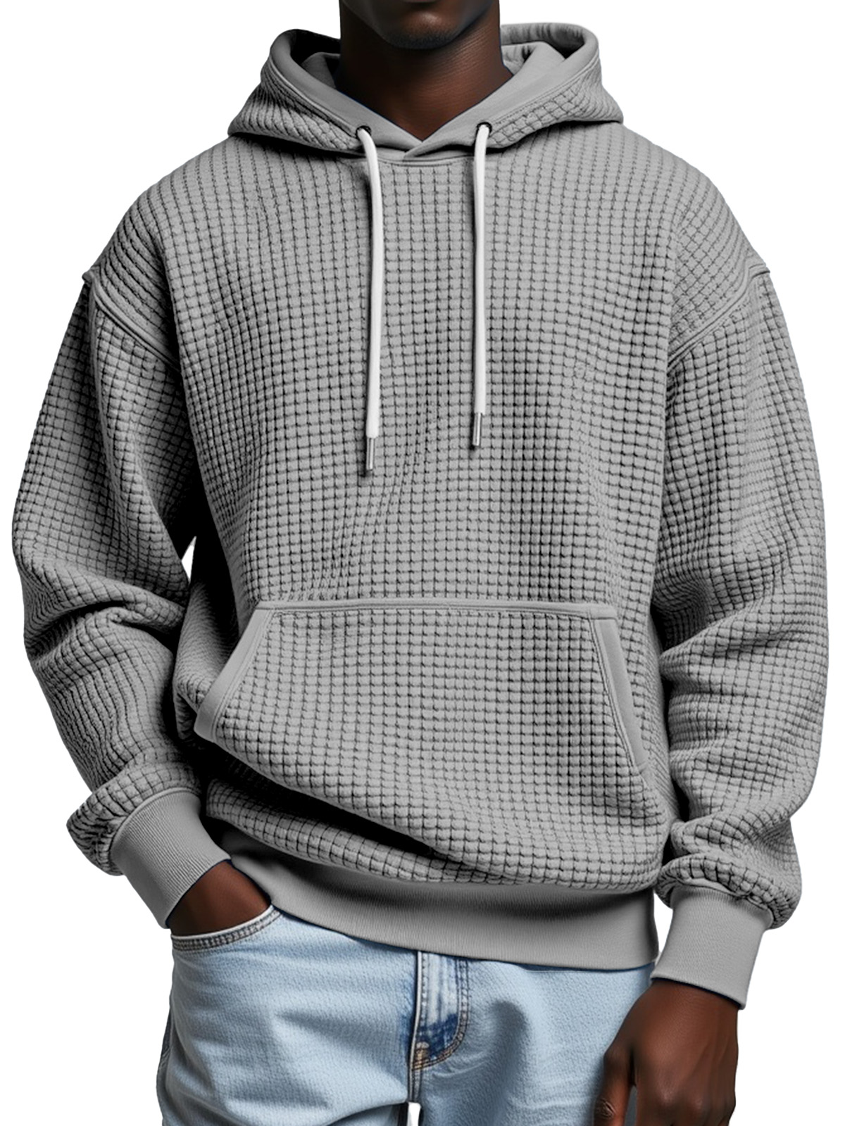Autumn And Winter Solid Color Comfortable Small Square Texture Casual Hooded Sweatshirt