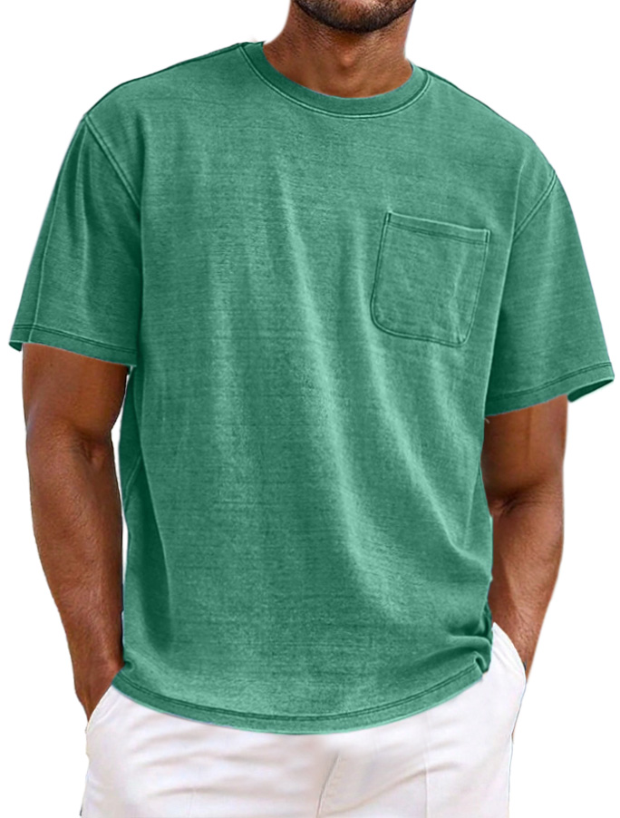 Men's Simple Casual Retro Pocket Short Sleeve T-shirt
