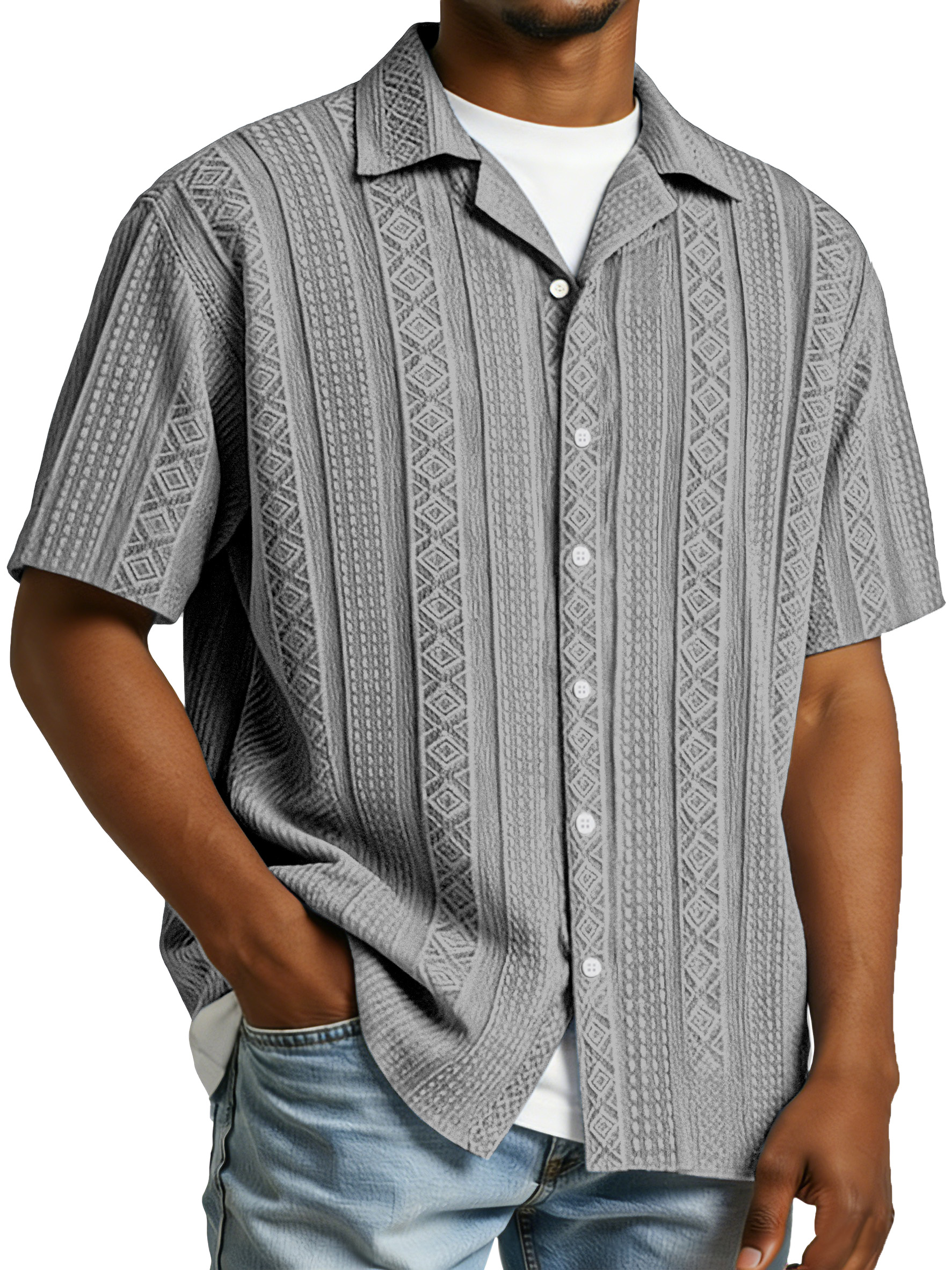 Men's Simple And Comfortable Textured Solid Color Short-sleeved Polo Shirt