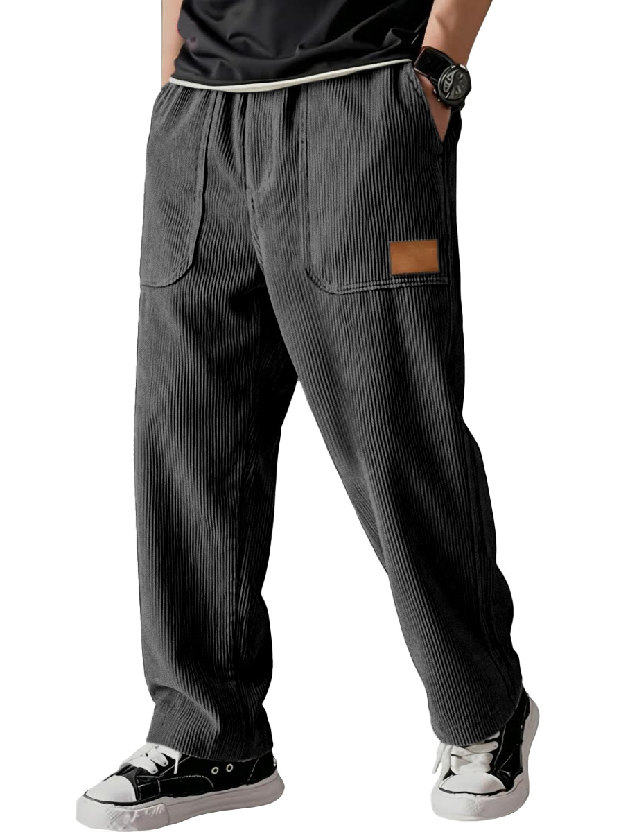 Simple Casual All-match Corduroy Patch Bag Wide-leg Trousers