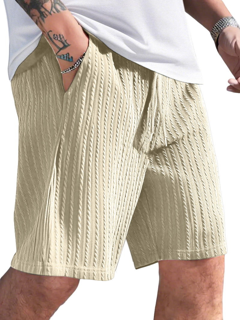 Men's Casual Solid Color Jacquard Loose And Comfortable Shorts