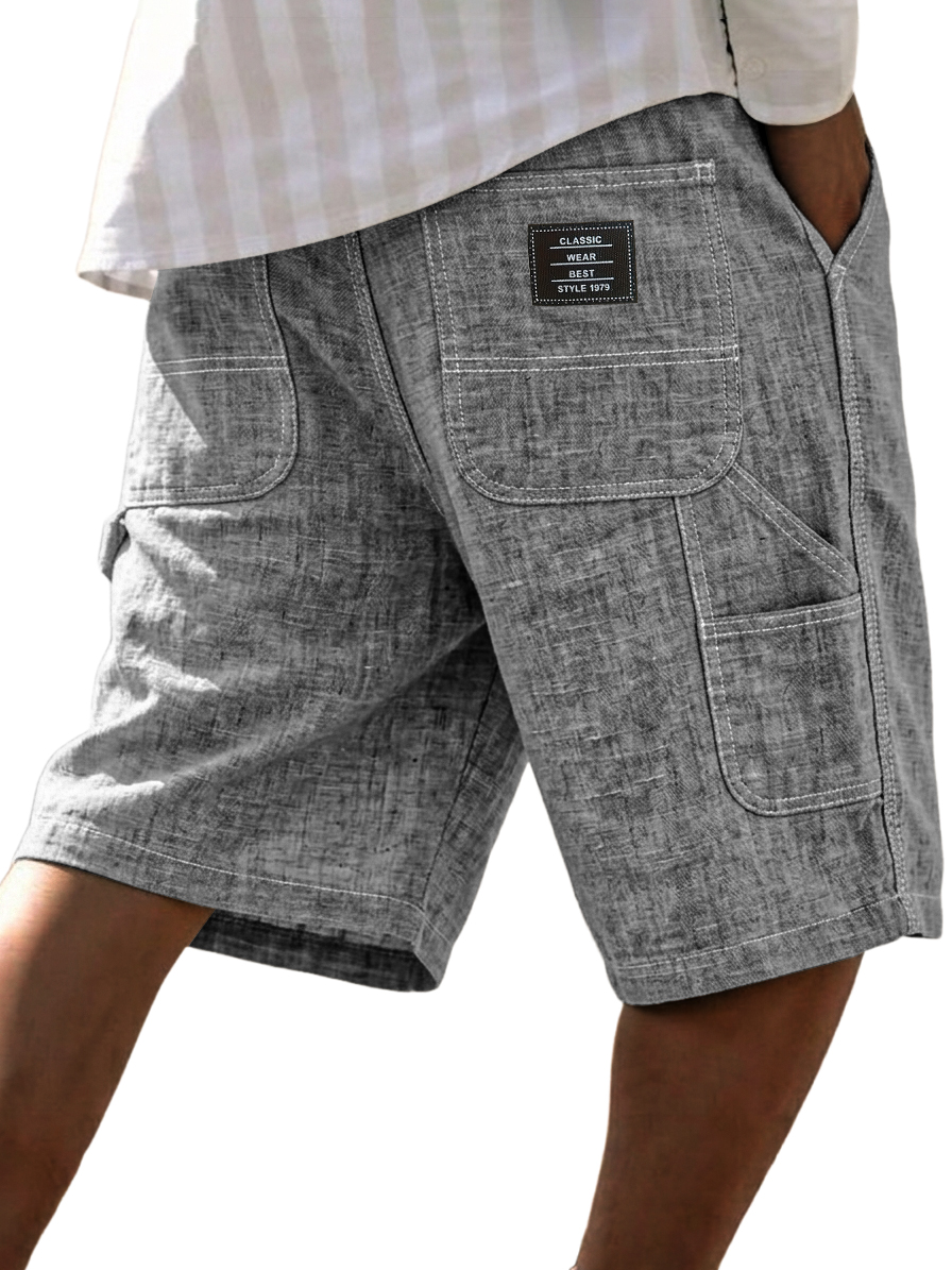 Men's Cotton-Linen Casual Multi Pocket Vintage Cargo Shorts