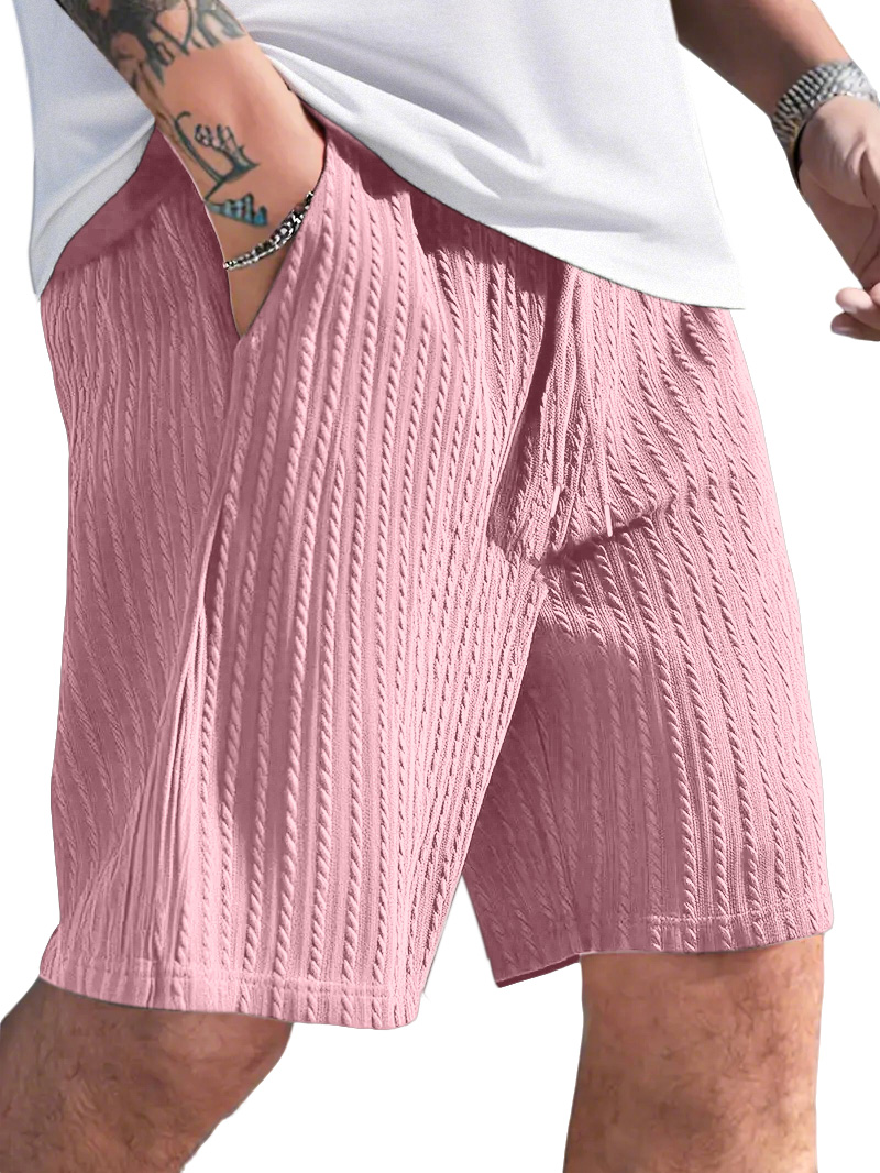 Men's Casual Solid Color Jacquard Loose And Comfortable Shorts