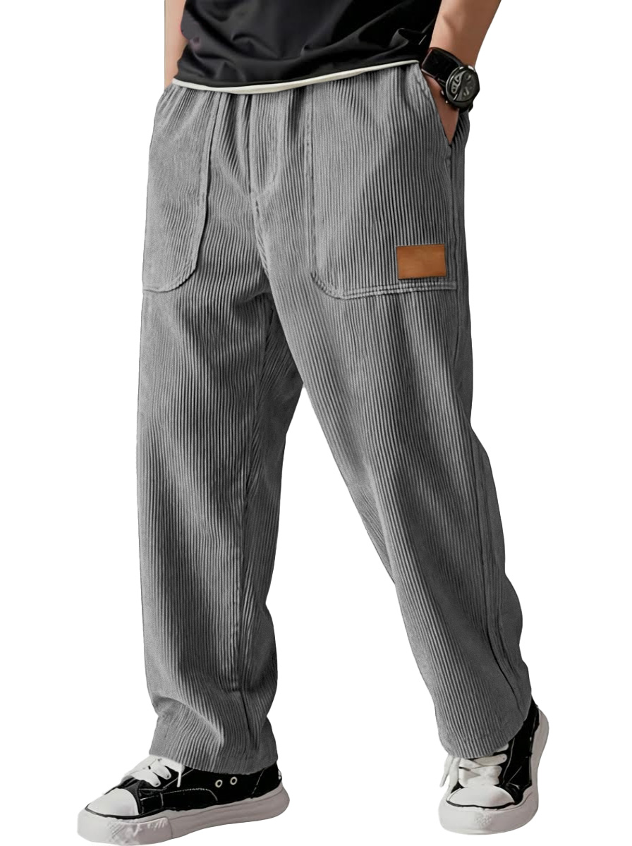 Simple Casual All-match Corduroy Patch Bag Wide-leg Trousers